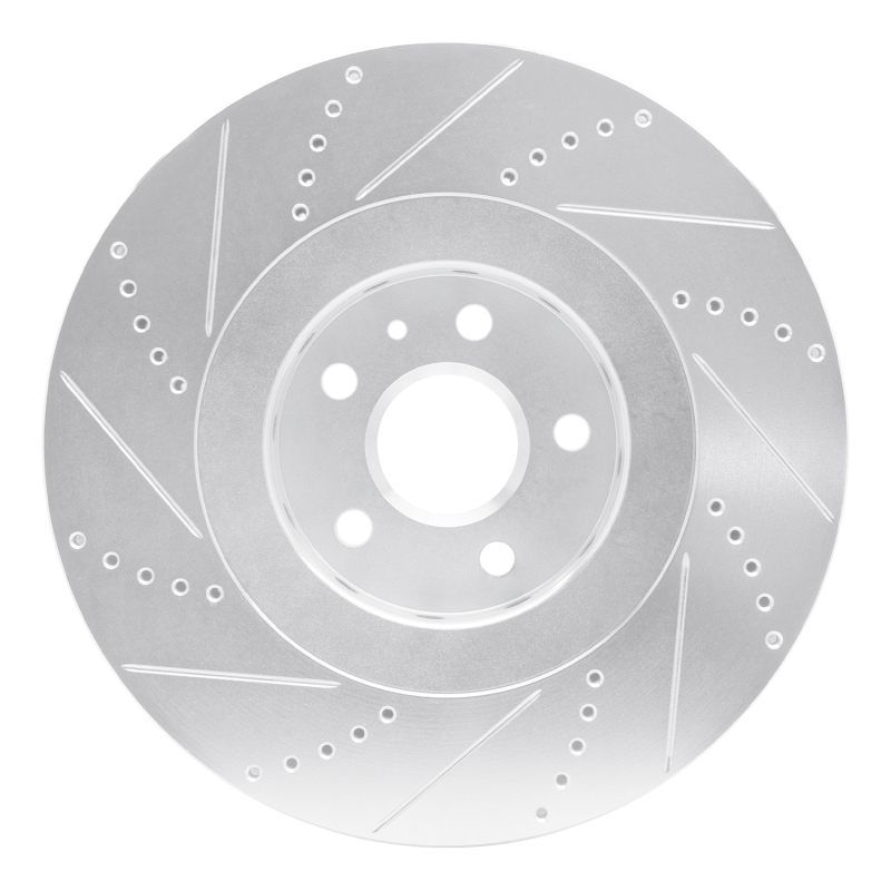 Cadillac CTS Brake Rotor (1) - Front Right - R1 Concepts - Drilled & Slotted - Silver - `09-`15